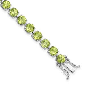 Kazi Luxury Sterling Silver Rhodium-plated 5mm 16.74PE Peridot Bracelet